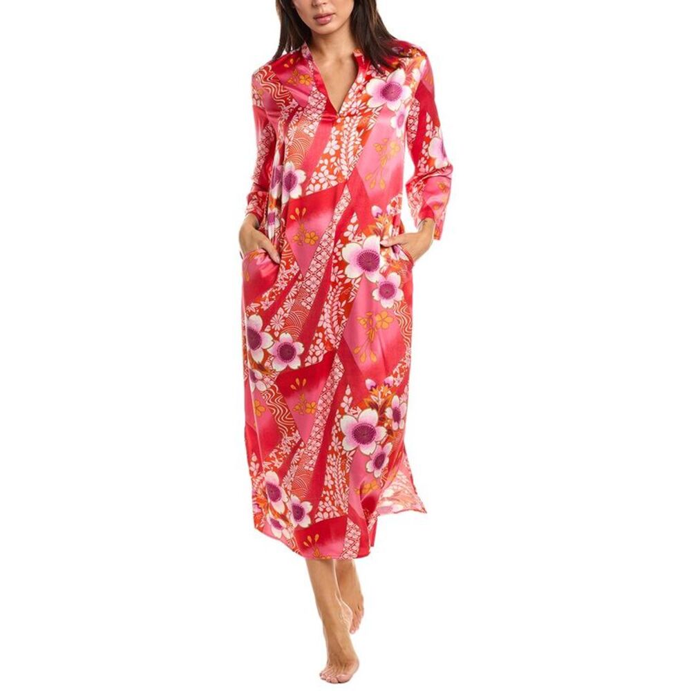 N Natori Womens  Magnolia Printed Satin Night Gown, Pink
